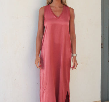 Vestido Classic V Neck - Cor Rosa Velho