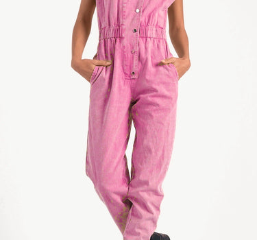 Isabella Pink Denim Jumpsuit