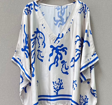 Coral Blue Silk Tunic