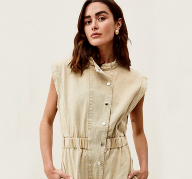 Isabella Beige Denim Jumpsuit