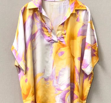Flowers Silk Tunic - Yellow