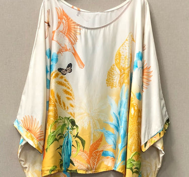 Birds Silk Tunic - Yellow