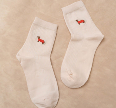 Meias Algodão - Cão Teckel Bordado